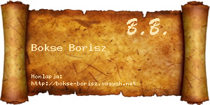 Bokse Borisz névjegykártya
